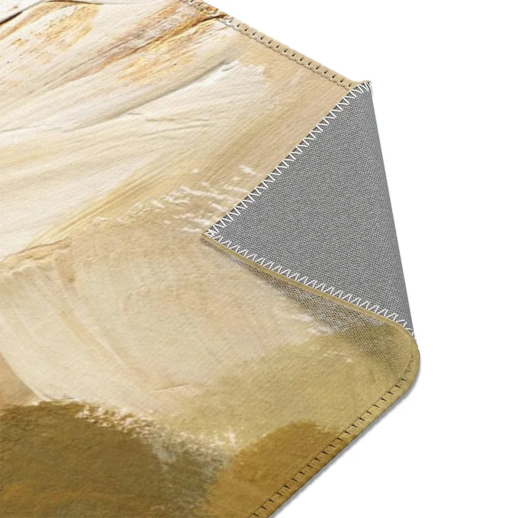 Abstract Area Rug |  Cream Green Beige Gold Acrylic
