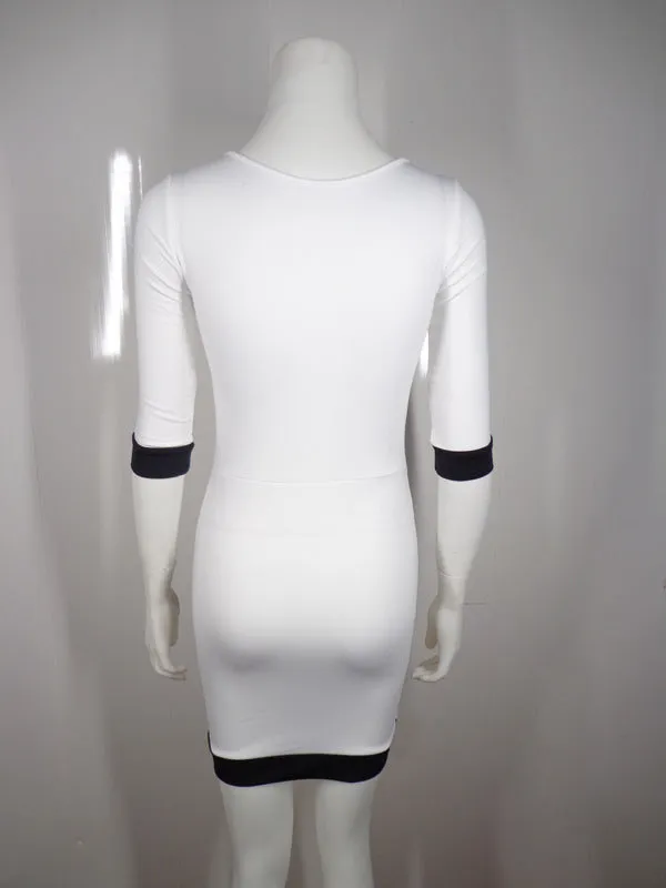 Asymmetric Patchwork Half Sleeve Bodycon Pencil Short Dress