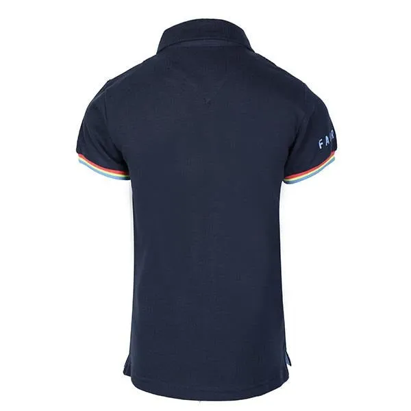 BOYS SHORT SLEEVE PRINT NECK POLO - NAVY