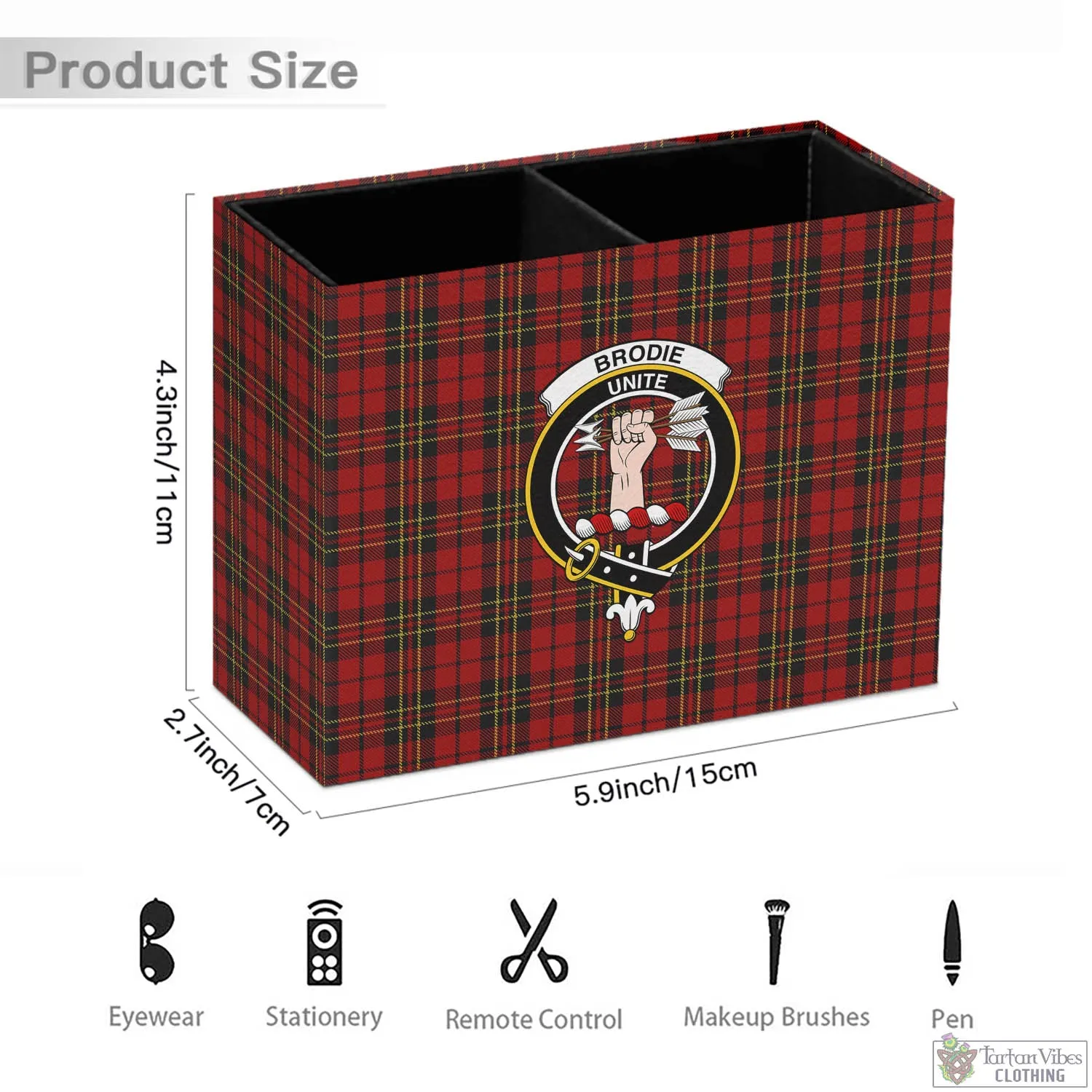 Brodie Tartan Pen Holder with Family Crest