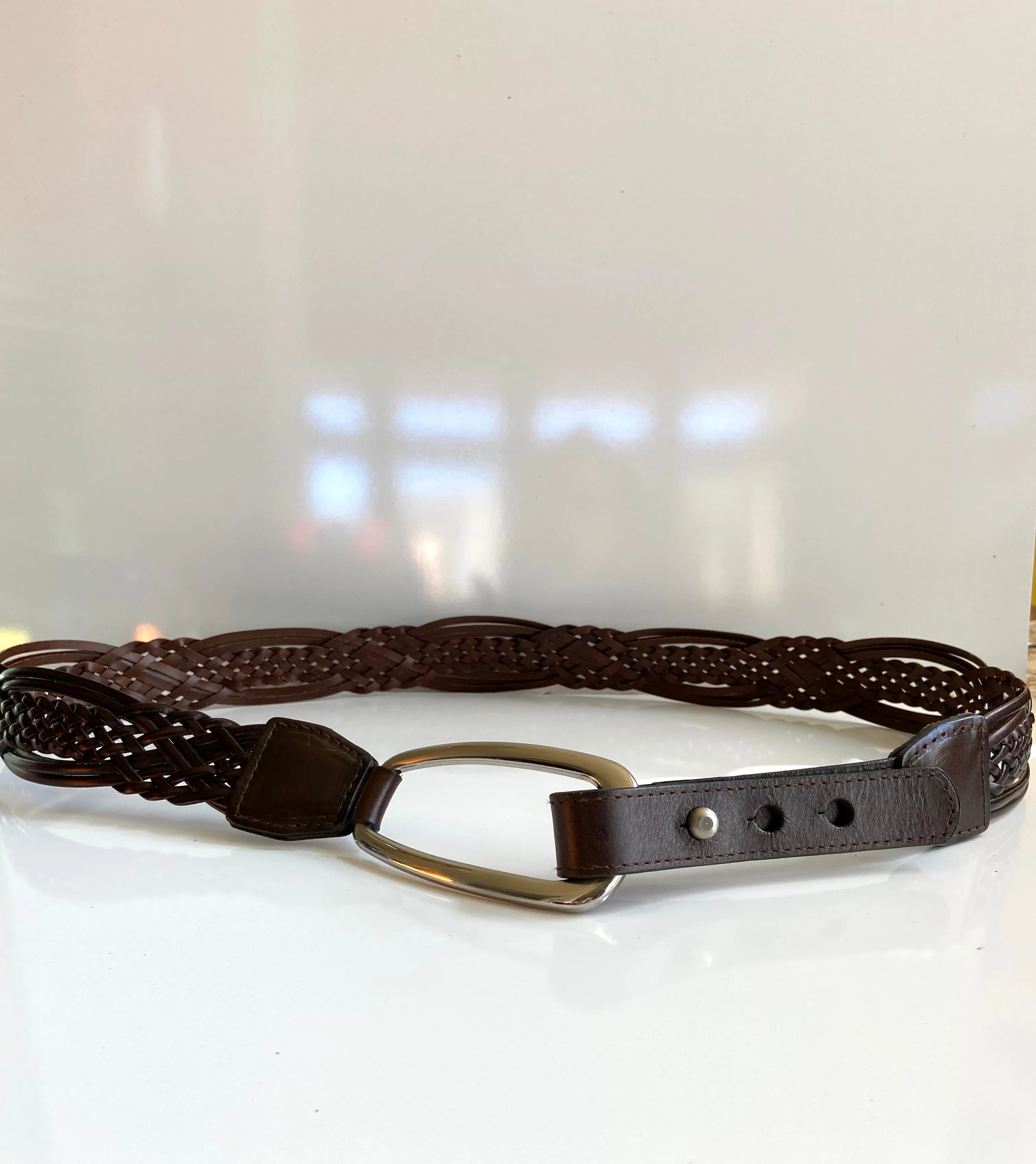 Brown breaded Leather belt