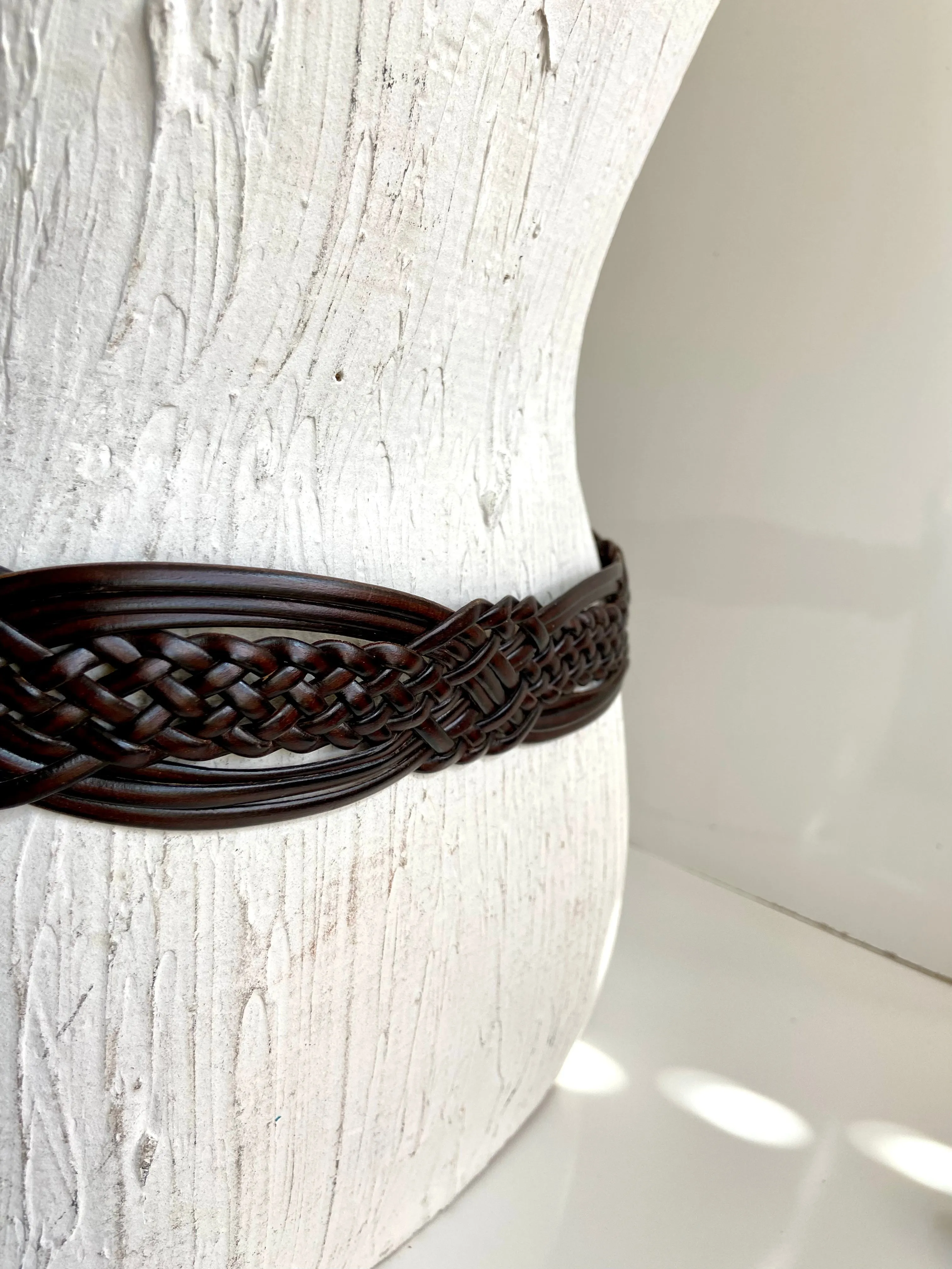 Brown breaded Leather belt