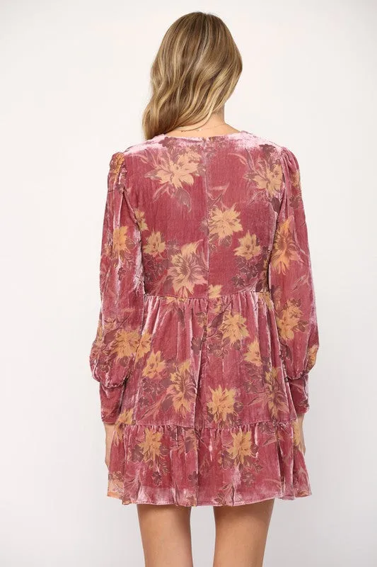 Burnout Empire Waist Ruffle Dress