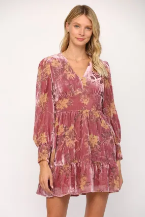Burnout Empire Waist Ruffle Dress
