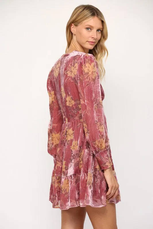 Burnout Empire Waist Ruffle Dress
