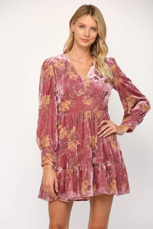 Burnout Empire Waist Ruffle Dress