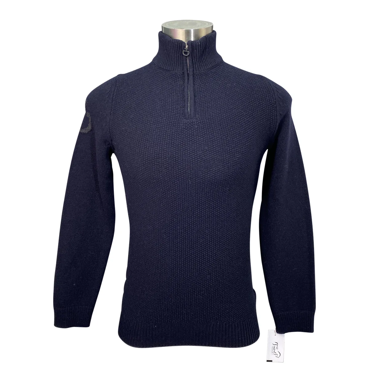 Cavalleria Toscana Lambswool Half Zip Turtleneck in Navy - Men's Small