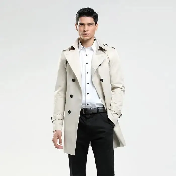 Double Breasted Slim Fit Trench Coat