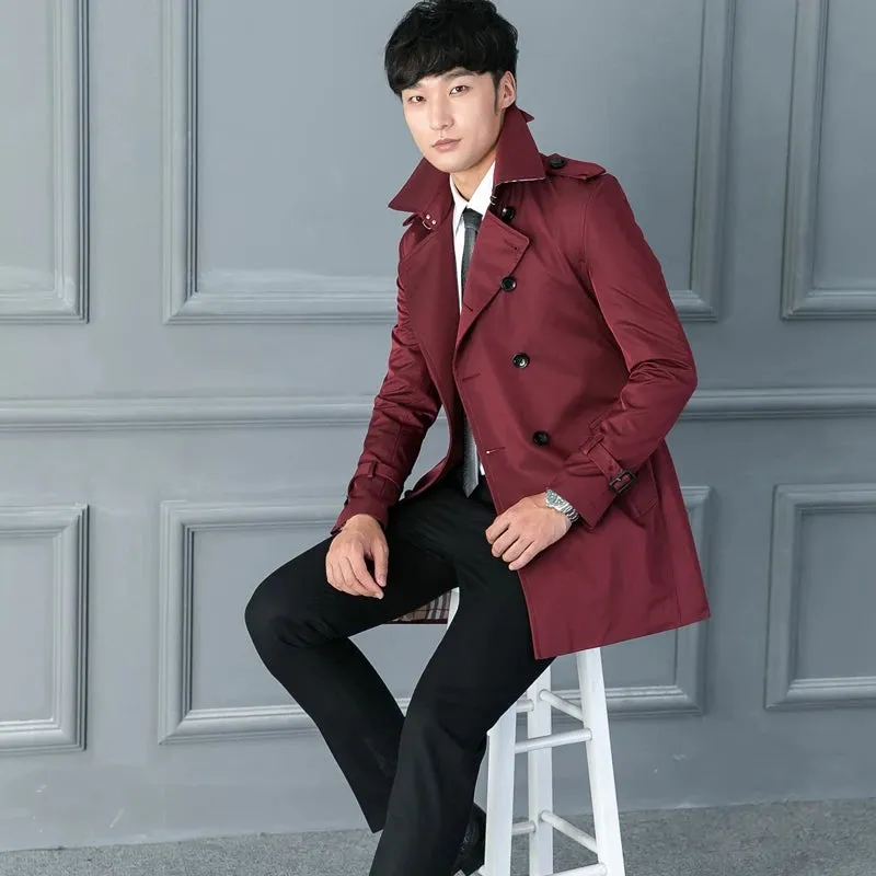 Double Breasted Slim Fit Trench Coat