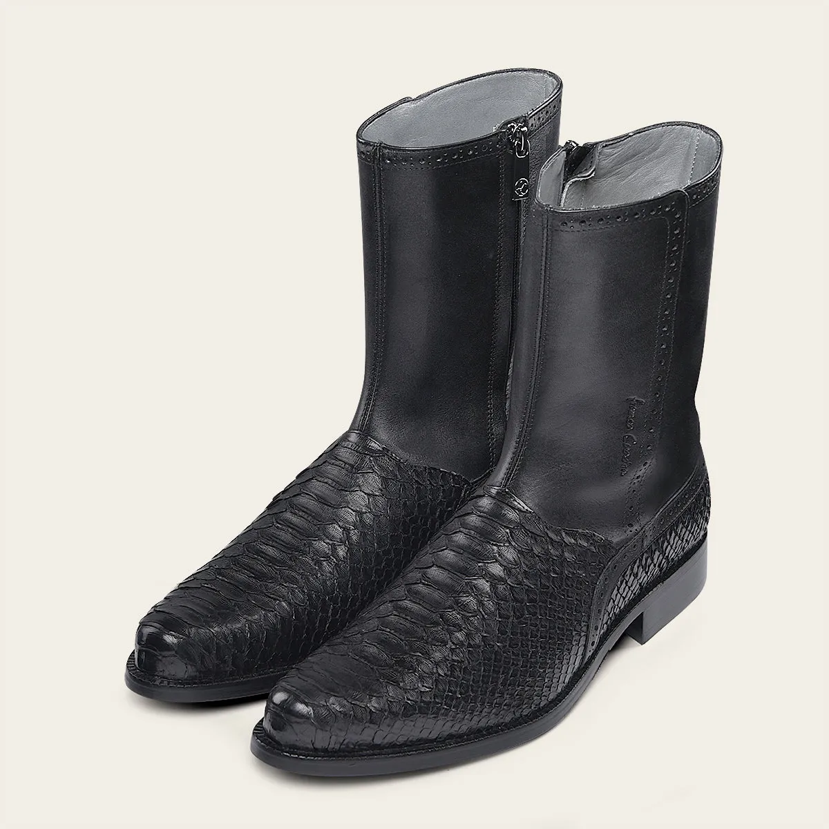 Dress black python exotic boot