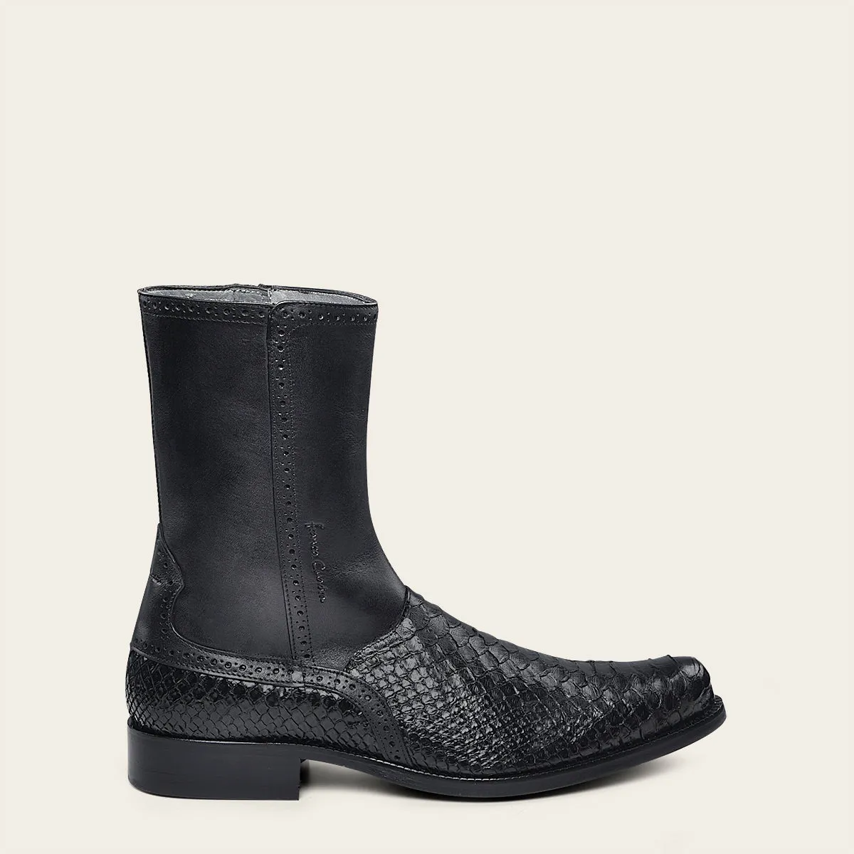 Dress black python exotic boot