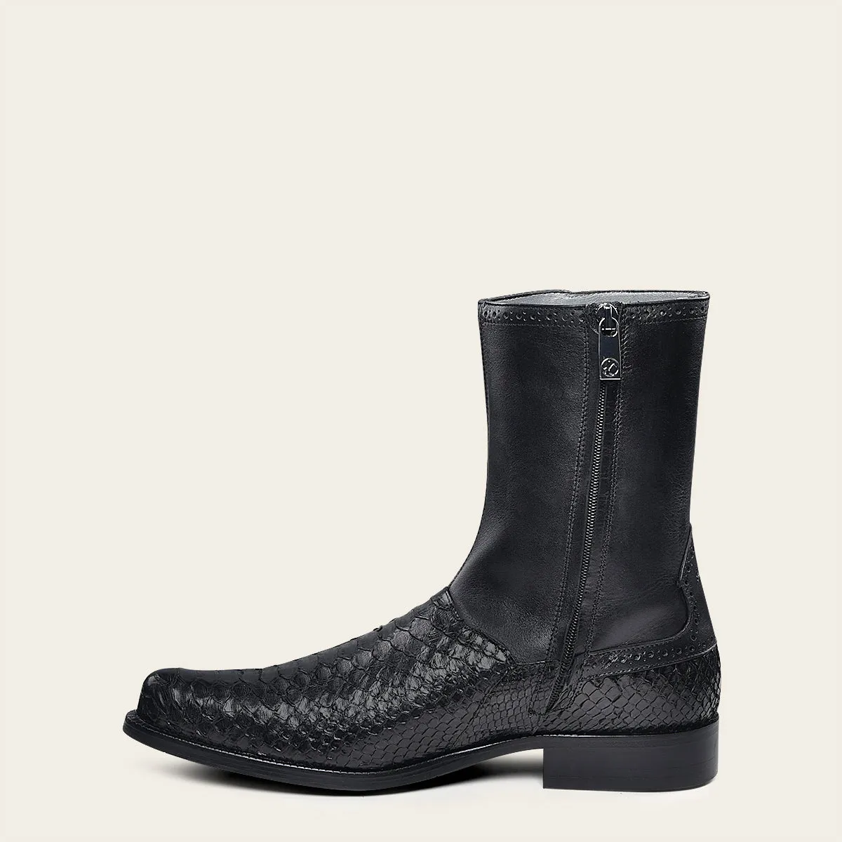 Dress black python exotic boot