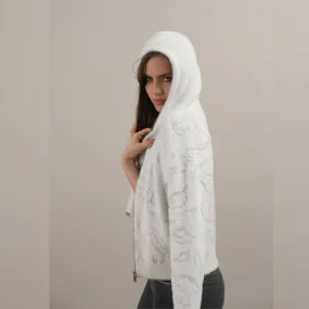 Eva Kayan White & Sliver Zip Up Hoodie