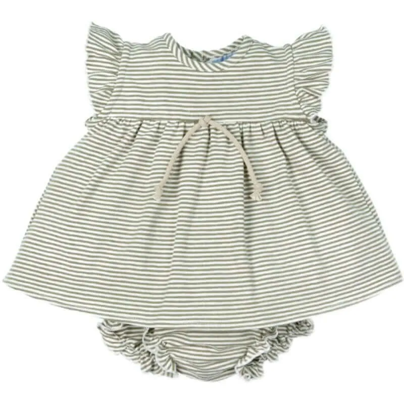 Girls Striped Dress & Bloomers