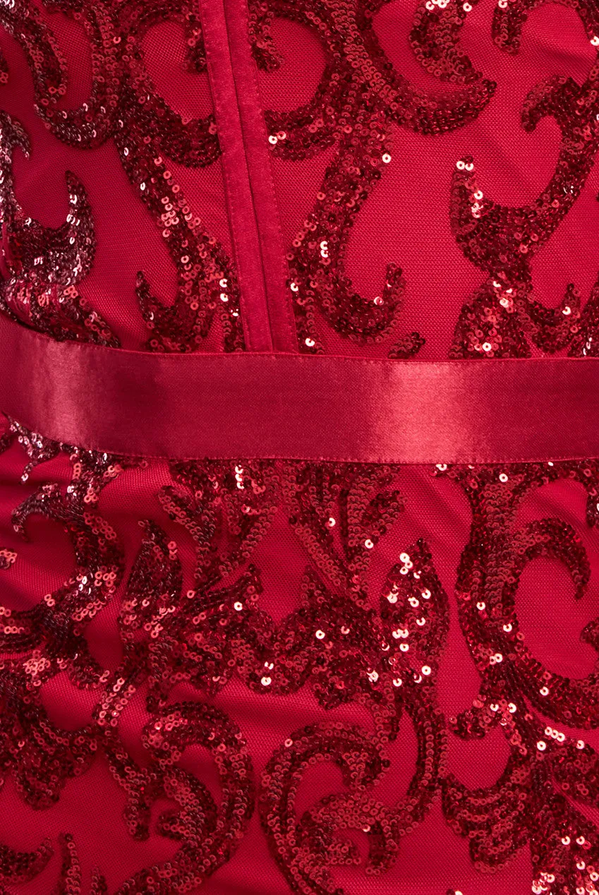 Goddiva Tassel & Sequin Maxi With Front Split