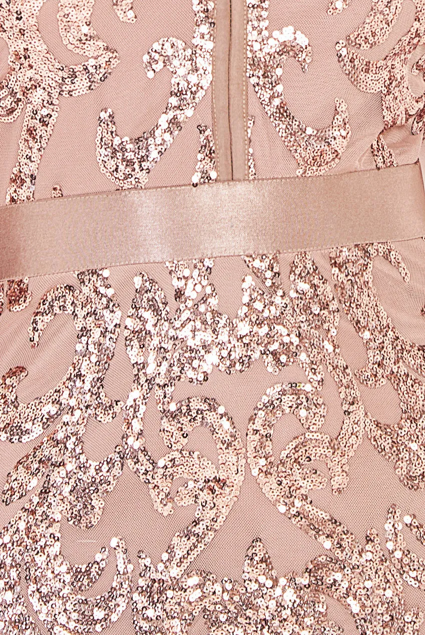 Goddiva Tassel & Sequin Maxi With Front Split