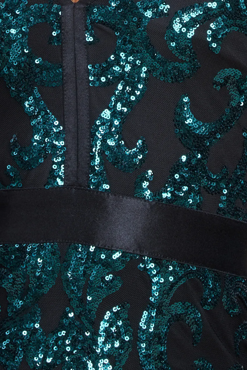 Goddiva Tassel & Sequin Maxi With Front Split