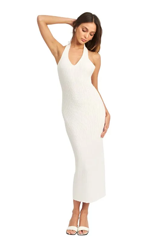 Halter Neck Bodycon Midi Dress