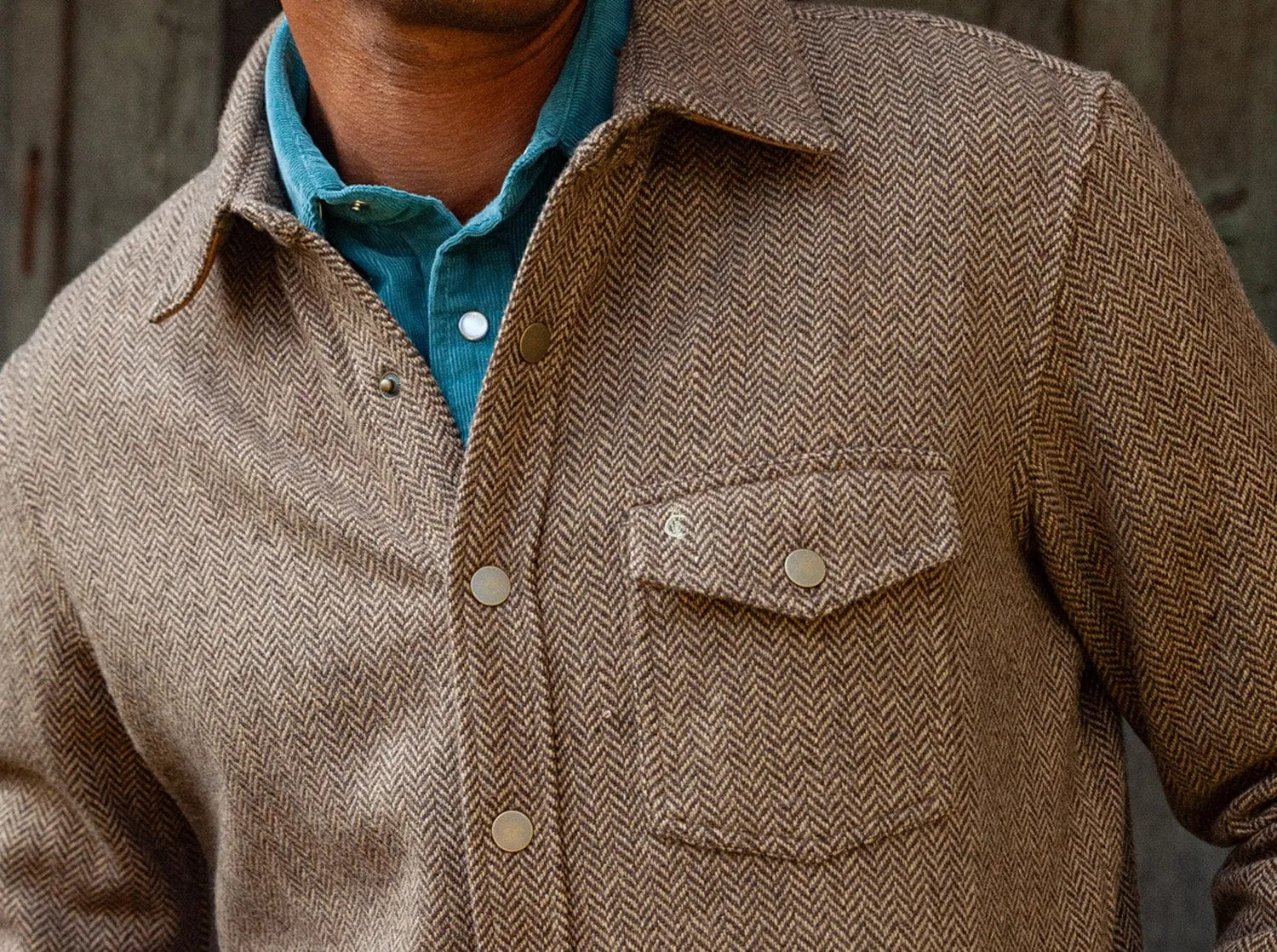 Herringbone Shacket - Camel