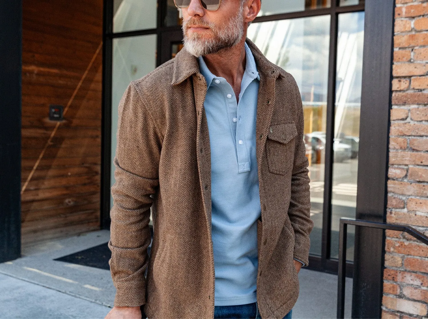 Herringbone Shacket - Camel