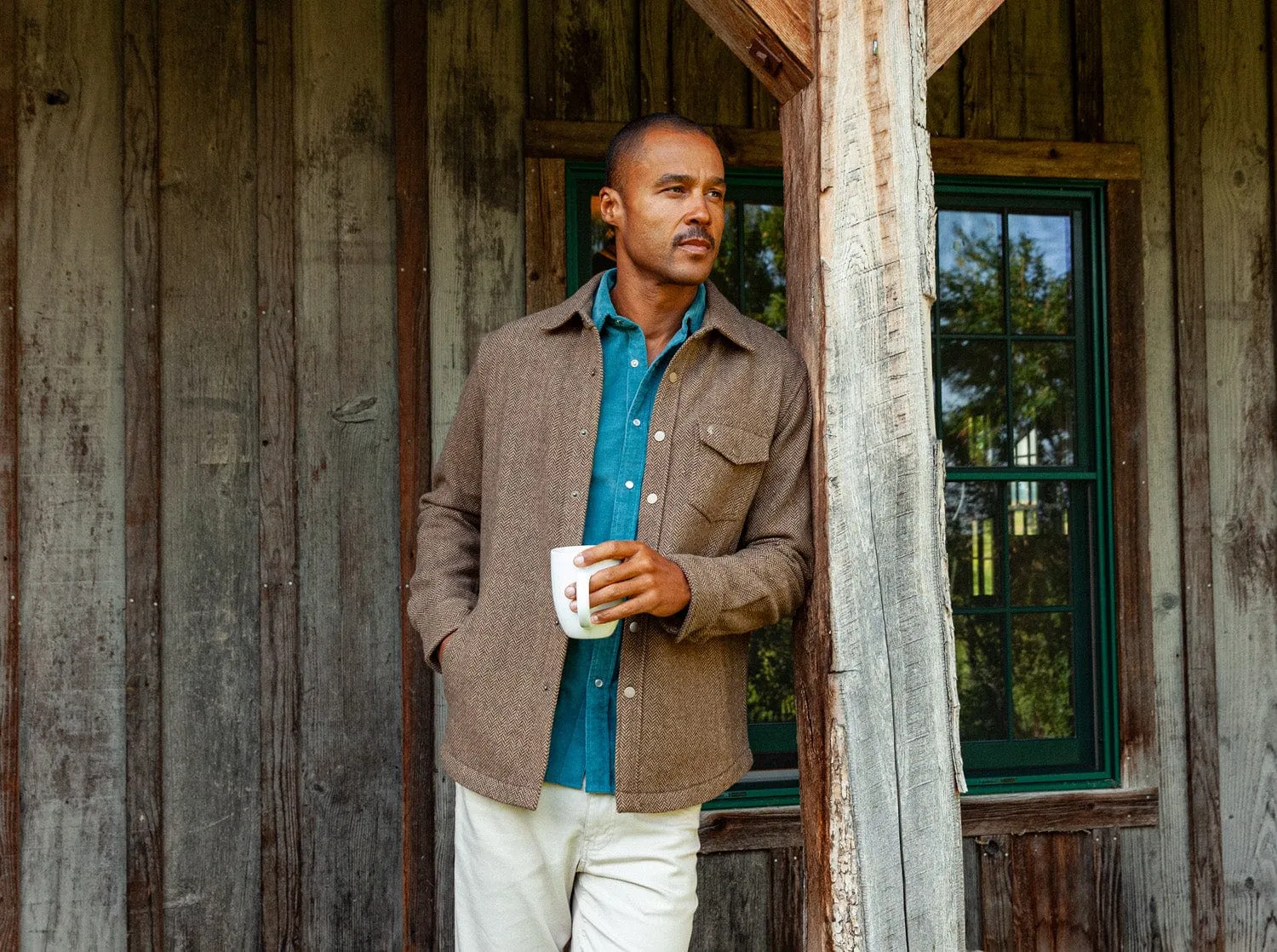Herringbone Shacket - Camel