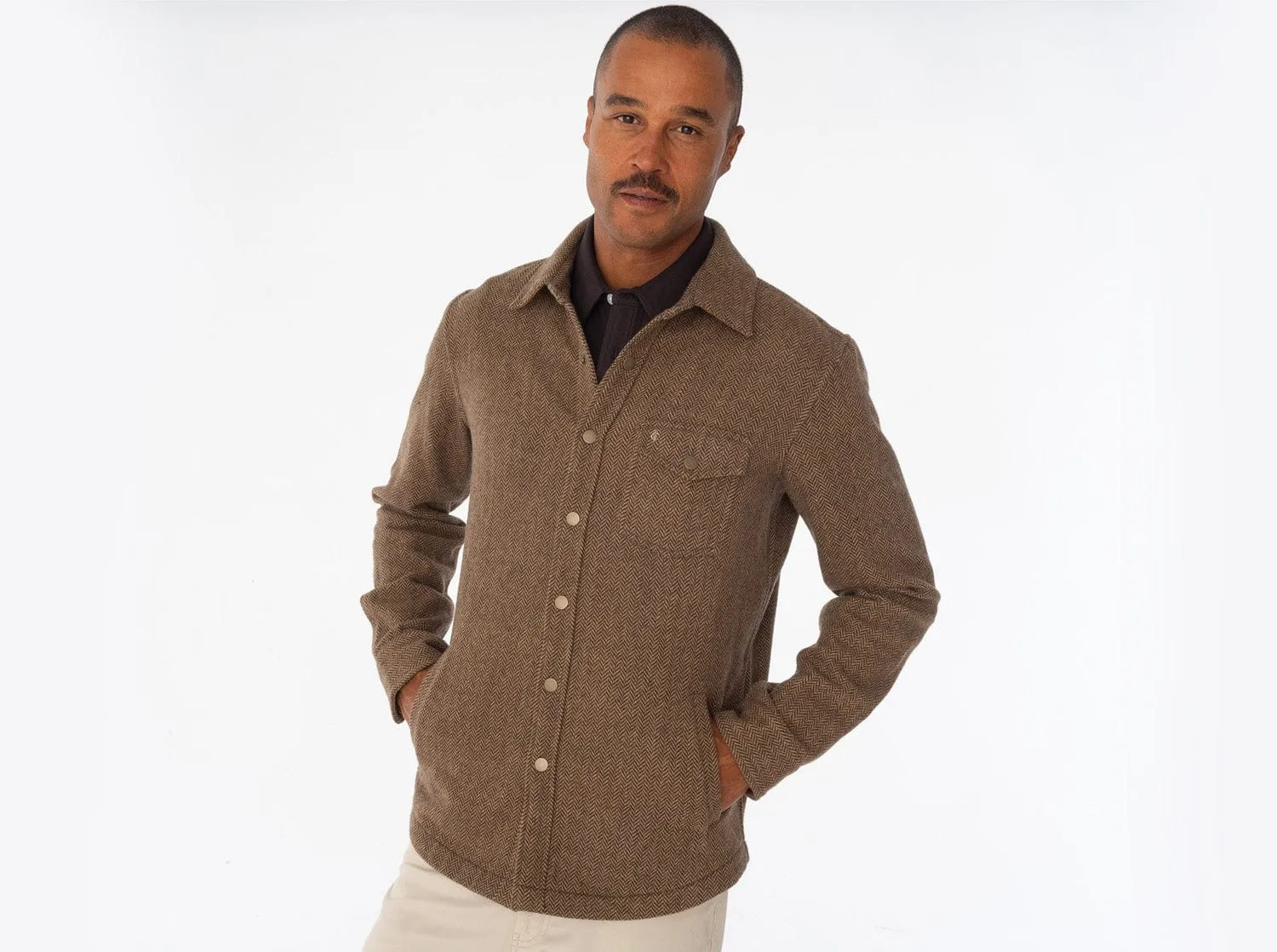 Herringbone Shacket - Camel