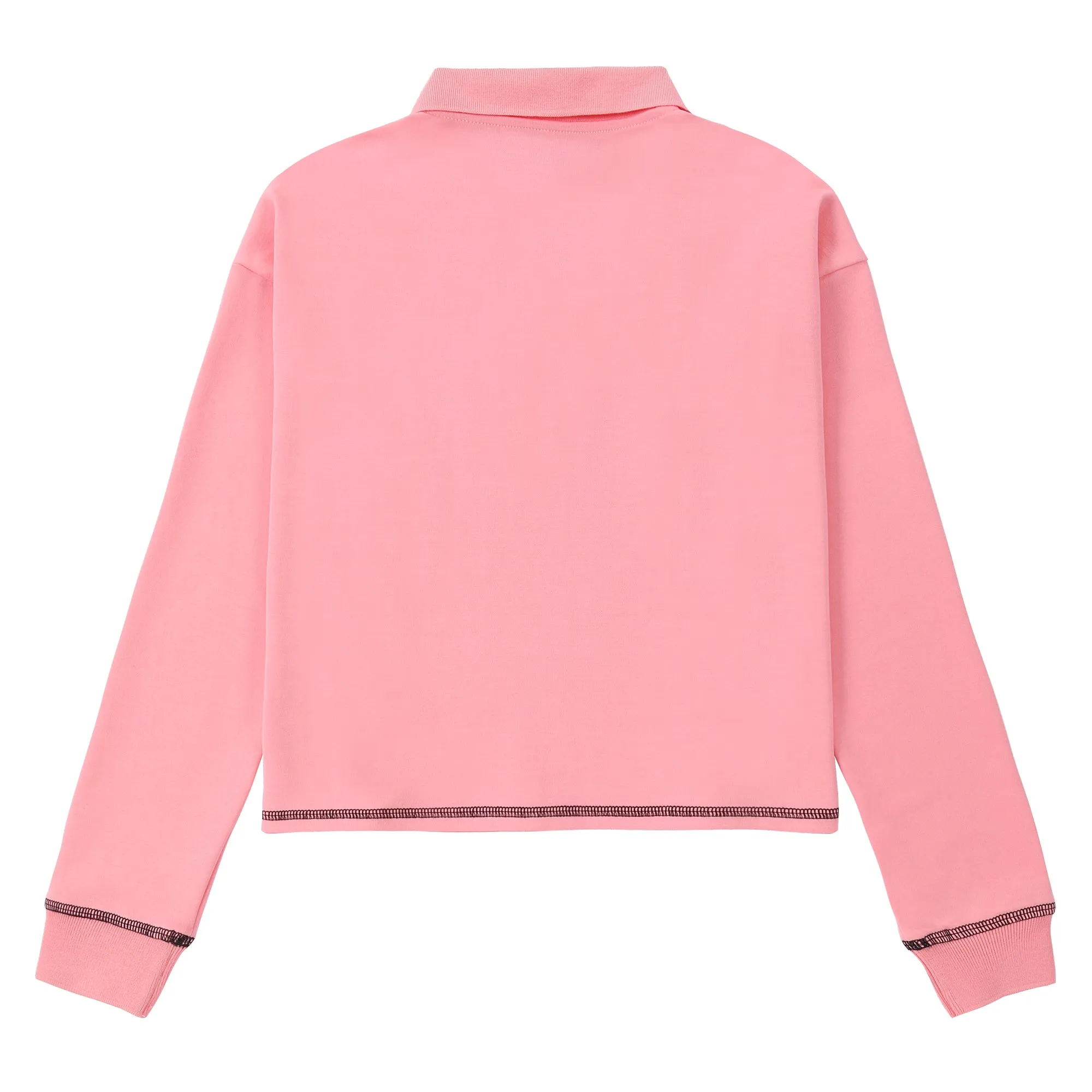 Hot Pink Cropped Polo With Black Accents