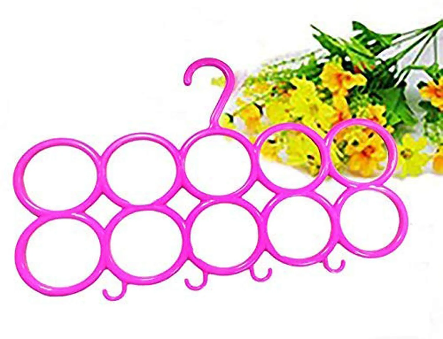 Kuber Industries 10-Circle Plastic 6 Pieces Ring Hanger for Scarf, Shawl, Tie, Belt, Closet Accessory Wardrobe Organizer (Multicolour) - CTKTC30768