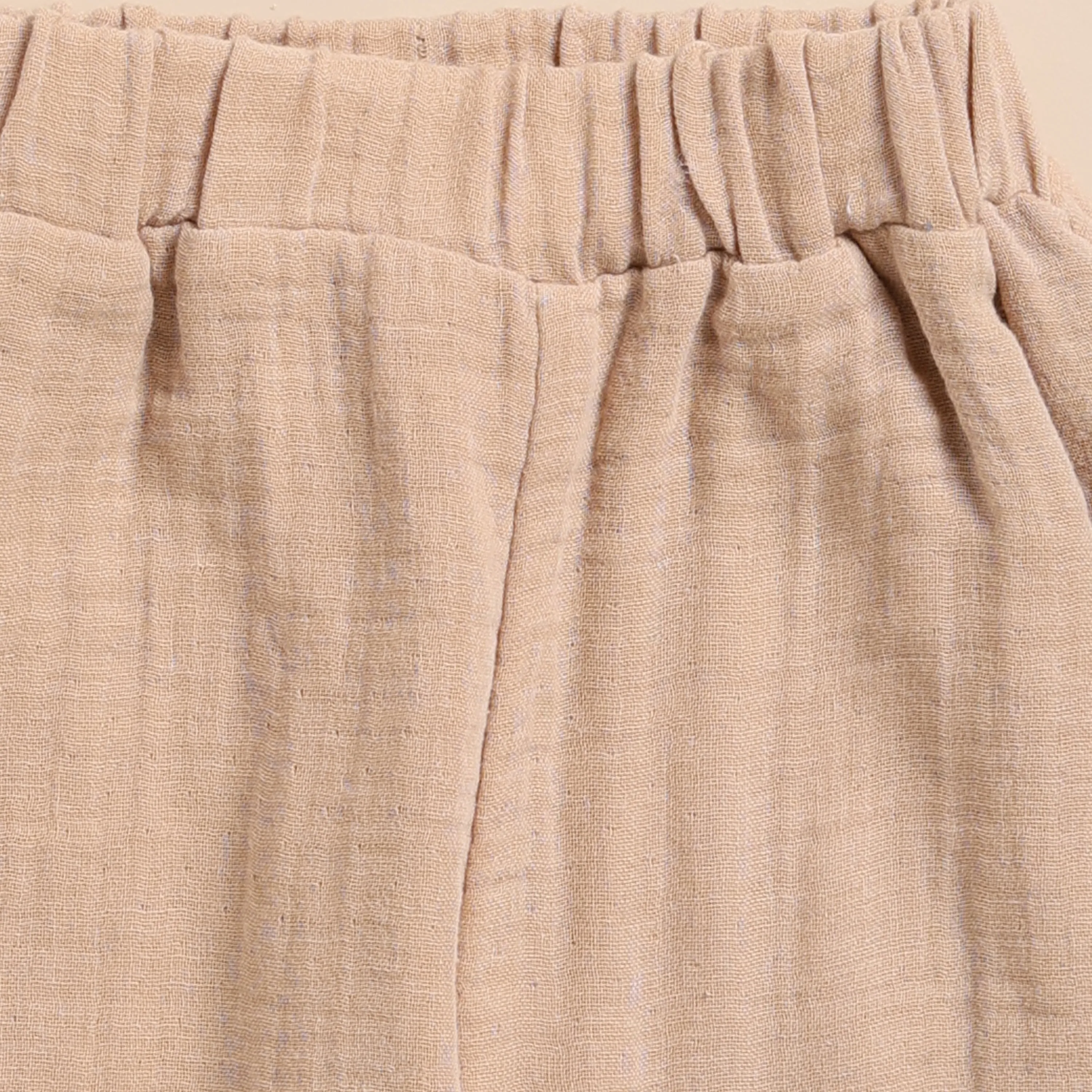 Latte Organic Muslin Short Sleeve Henley Tshirt With Lounge Pant Set