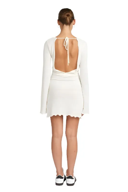 LETTUCE HEM OPEN BACK MINI DRESS