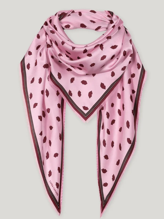 Luisa Cerano Women's Silk Scarf With Lips Print 818425 9463 Col 4244