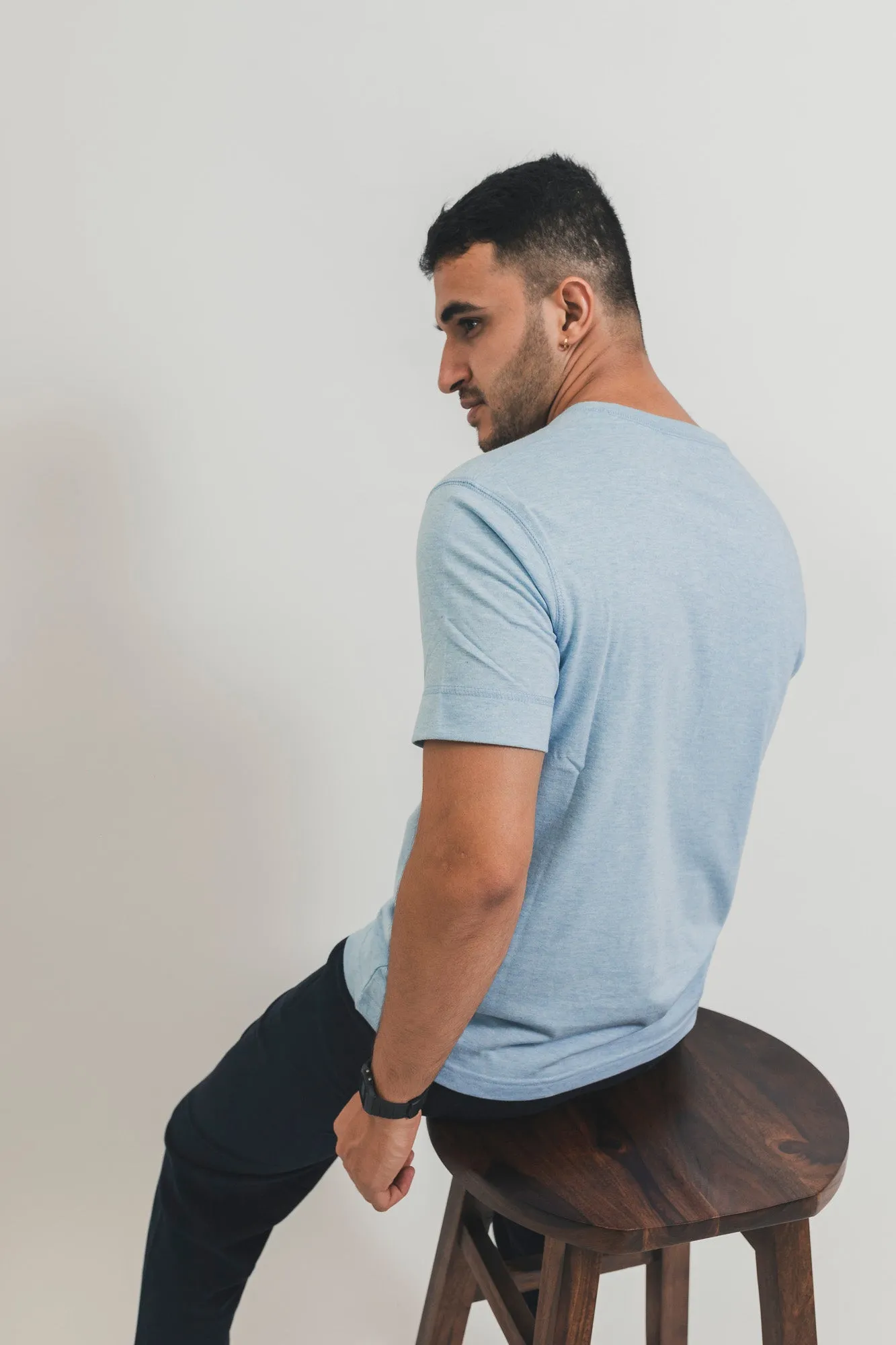 Men's Henley T-shirt - AWNING BLUE HEATHER