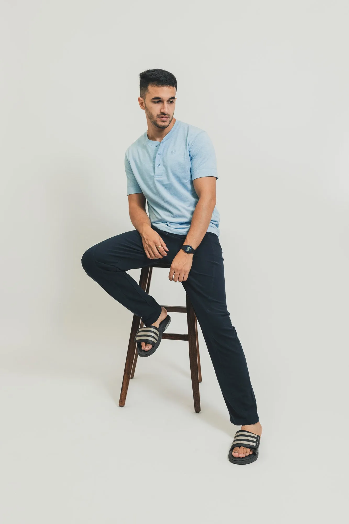 Men's Henley T-shirt - AWNING BLUE HEATHER