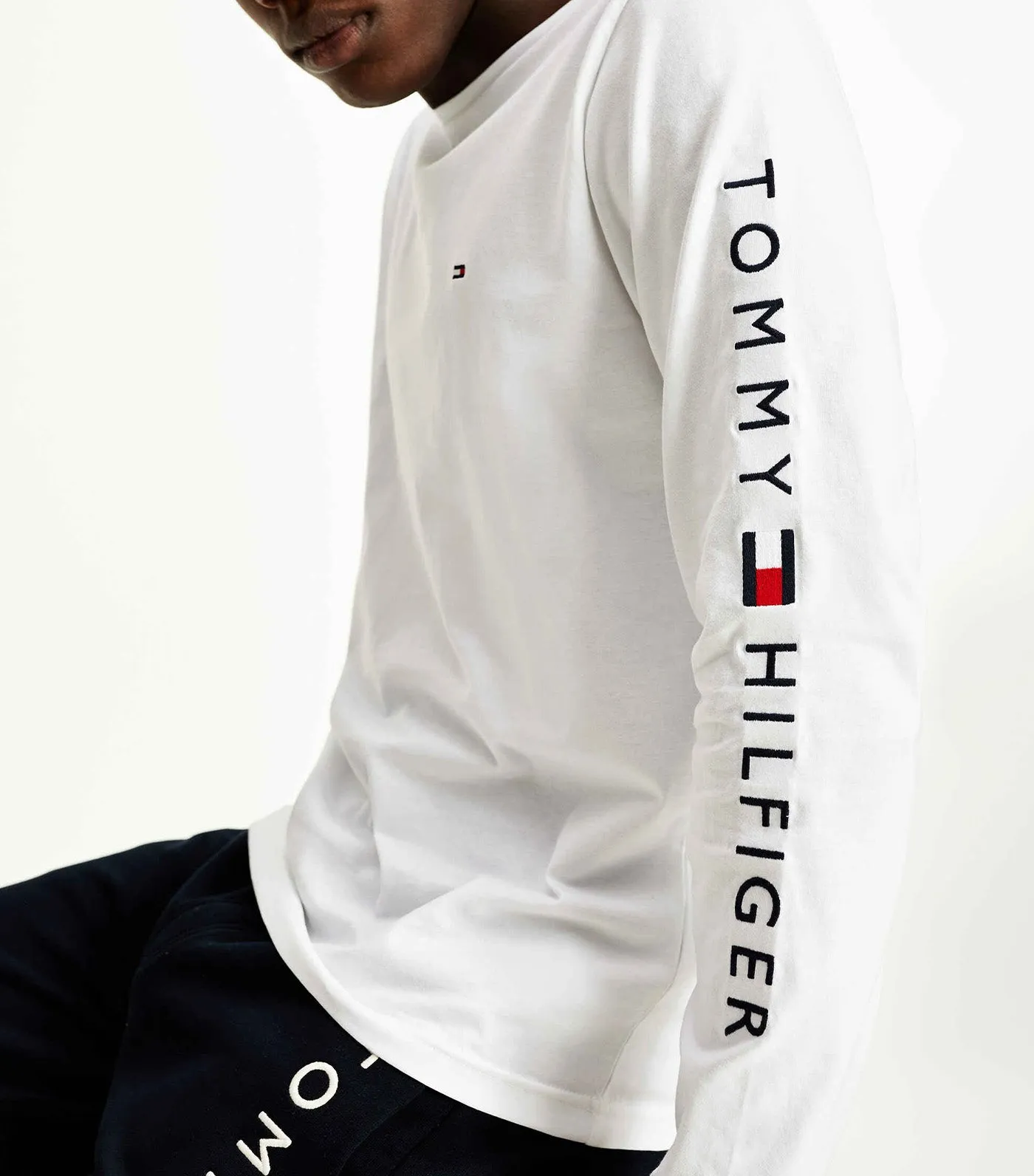 Men's Long Sleeve Logo Tee White