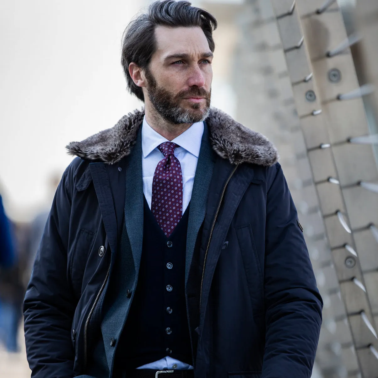 Navy Merino Blend Knitted Waistcoat