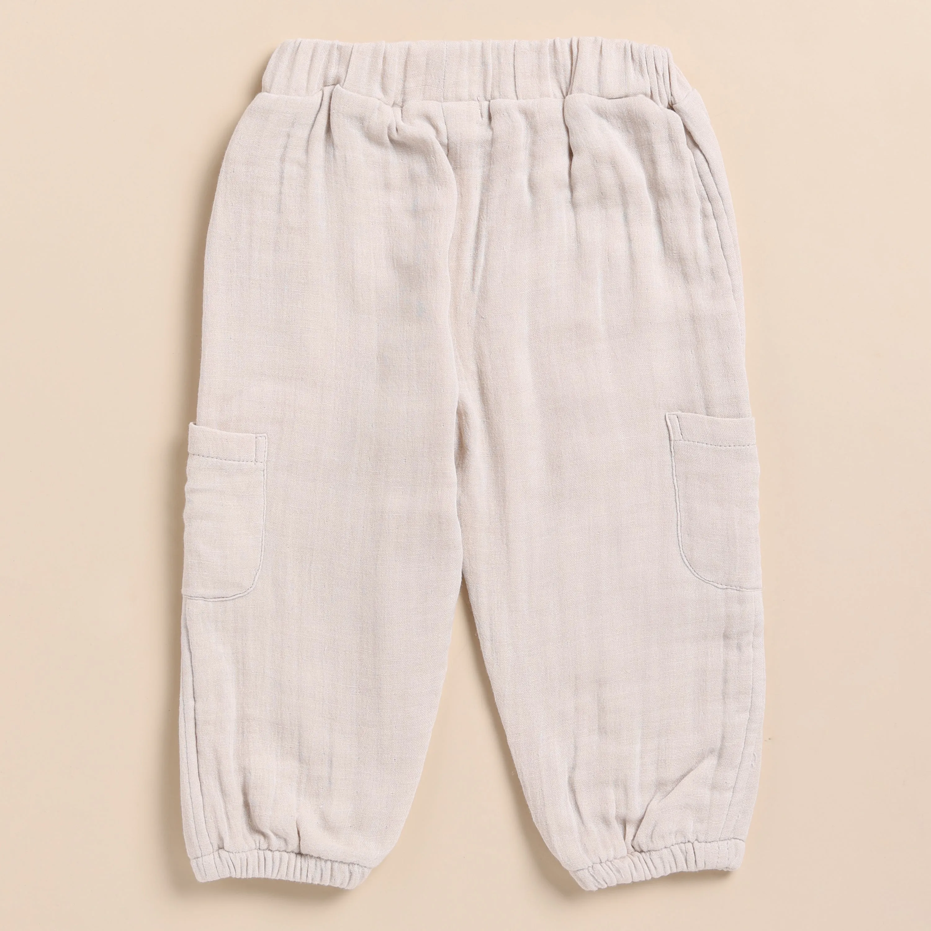 Oatmeal Organic Muslin Short Sleeve Henley Tshirt With Lounge Pant Set