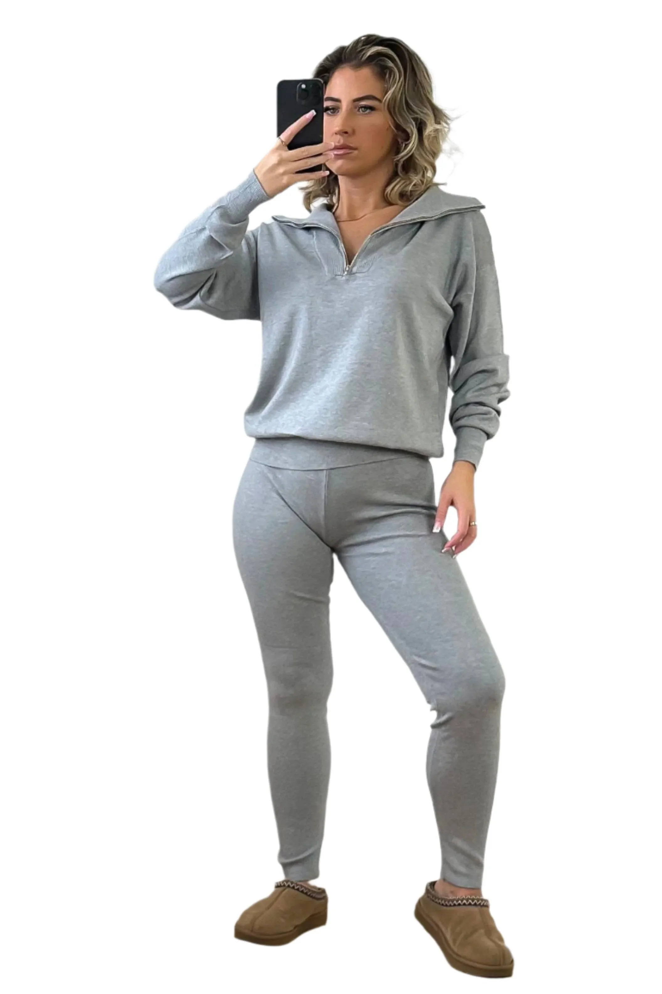 Polo Zip Two Piece Knitted Set