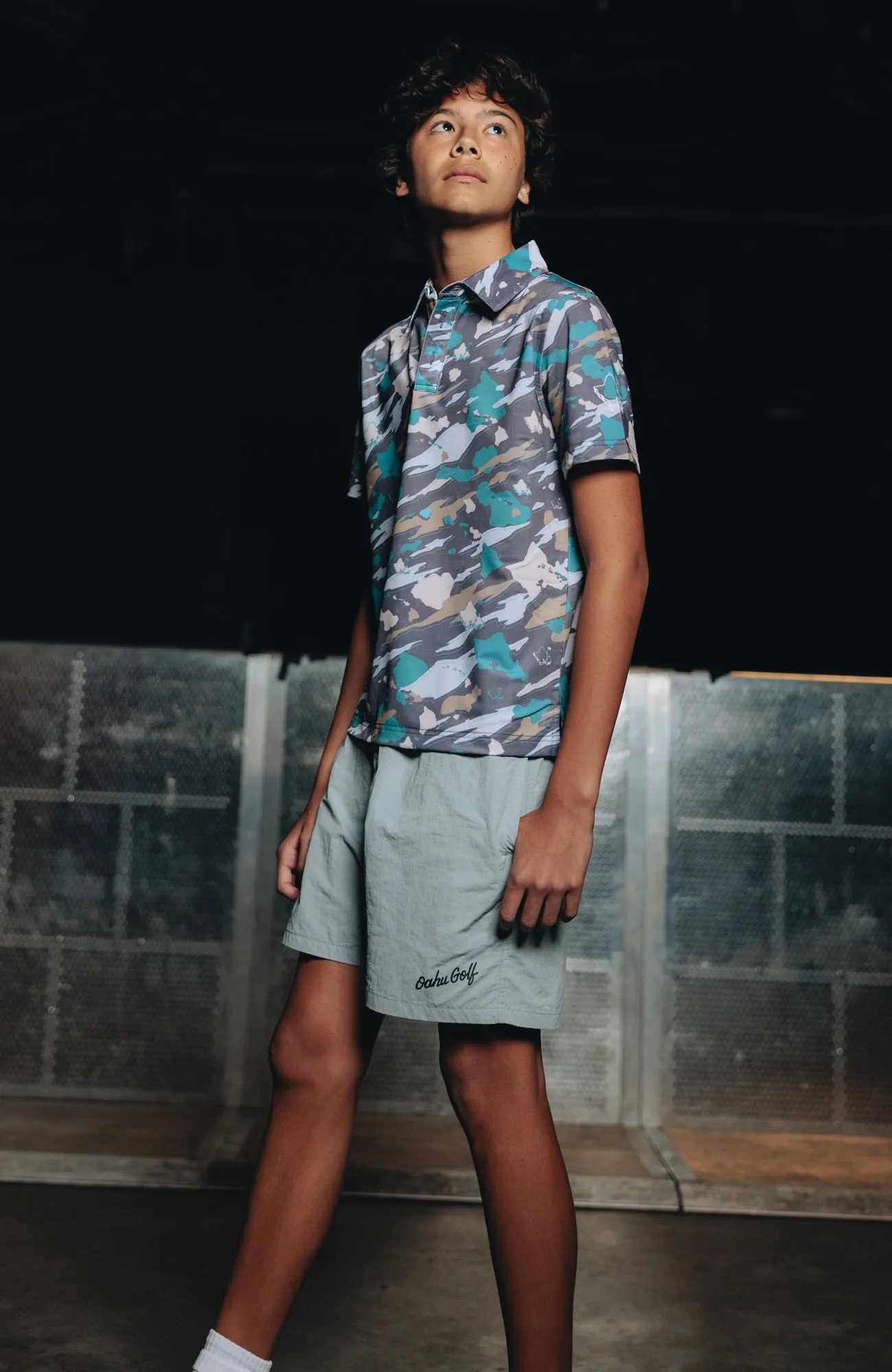 "Island Flow Camo" - OGA Youth Polo - Teal / Sand