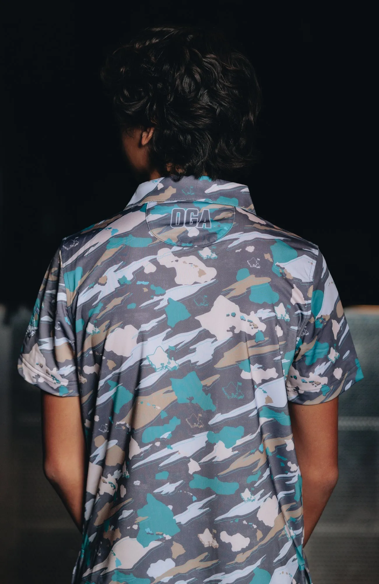 "Island Flow Camo" - OGA Youth Polo - Teal / Sand