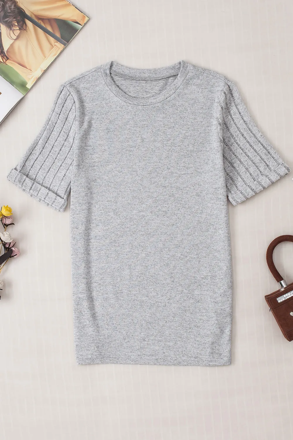 Ribbed Short Sleeve T-Shirt
