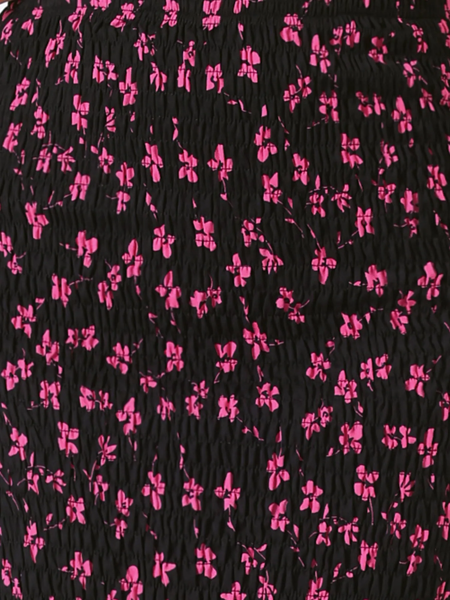 Smocked Bodycon Mermaid Pencil Floral Midi Skirt