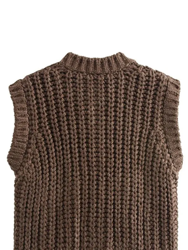 Trendy Chunky Knit Cardigan Vest for Urban Outings