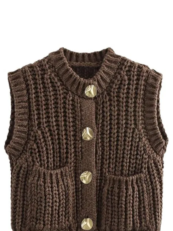 Trendy Chunky Knit Cardigan Vest for Urban Outings