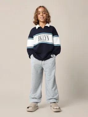 Tween Boys Relaxed Regular Fit Brooklyn Polo Sweatshirt And Jogger 2 Piece Set