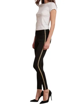 Velvet Raquel Ponti Legging Pant With Gold Side Stripe- Black
