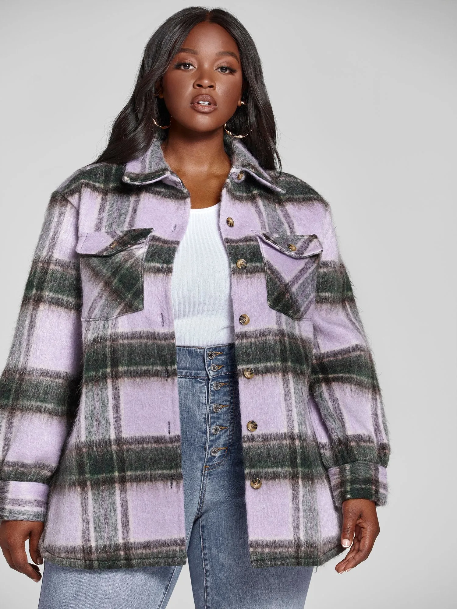 Wendy Plaid Shirt Jacket
