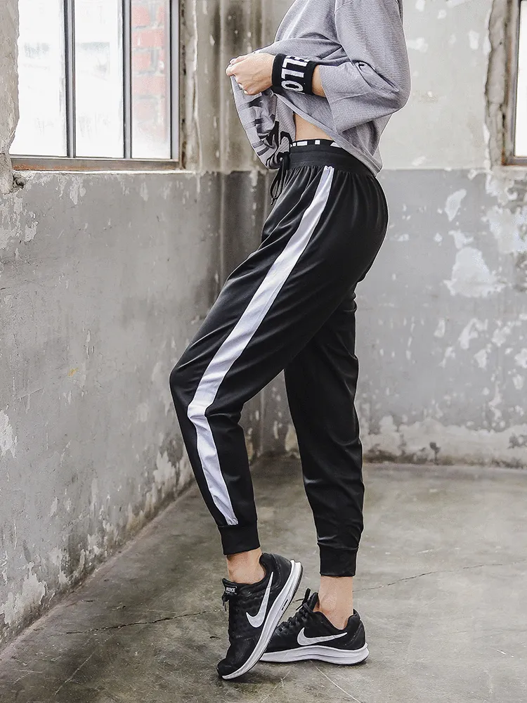 Women Sweatpants - One Stripe on Side/ Letters on Waist