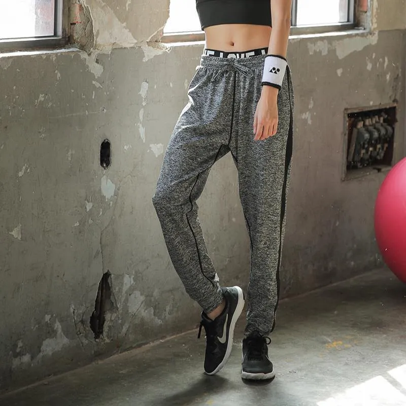 Women Sweatpants - One Stripe on Side/ Letters on Waist