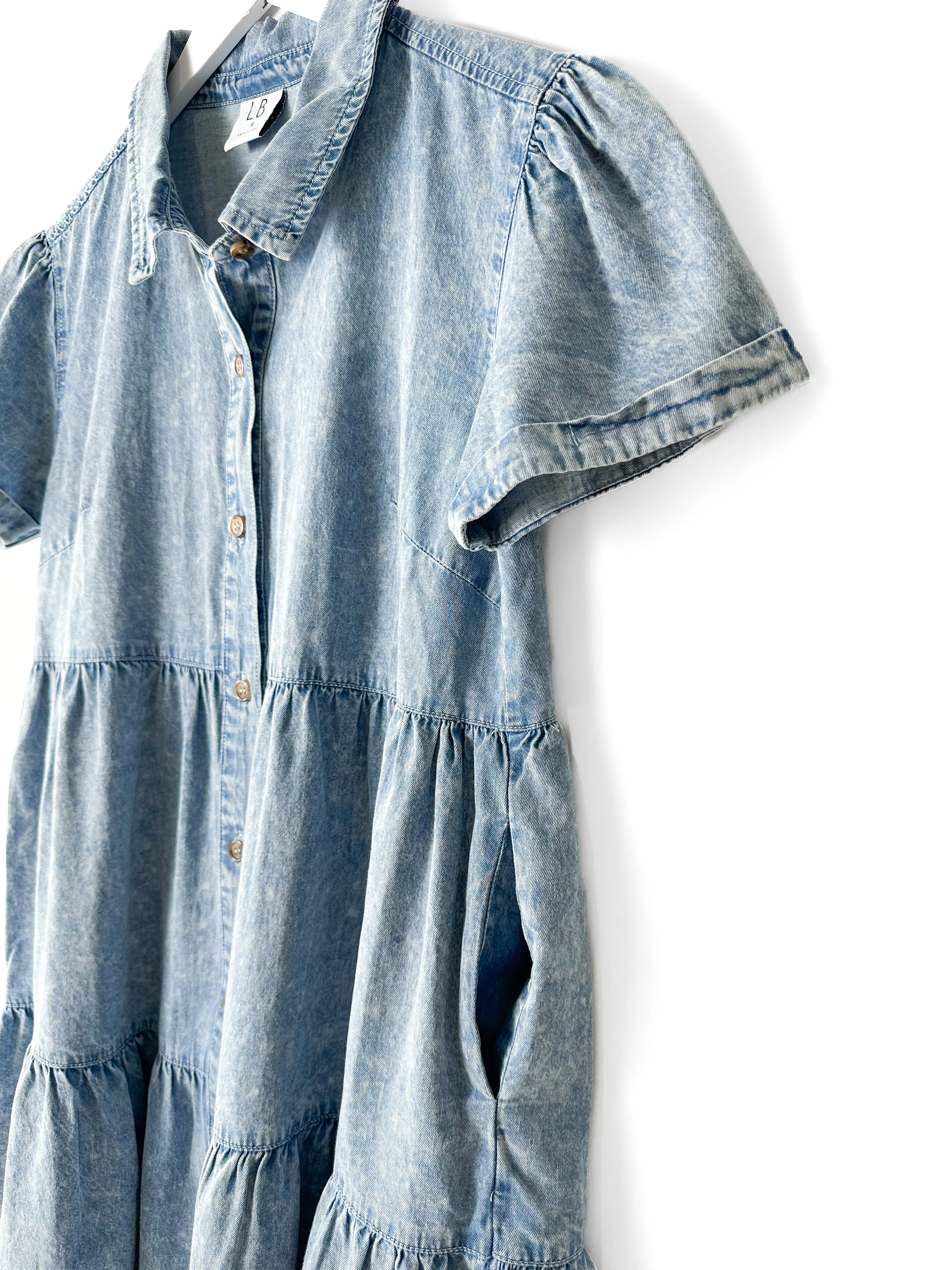 Women's Short Sleeve Chambray Dress