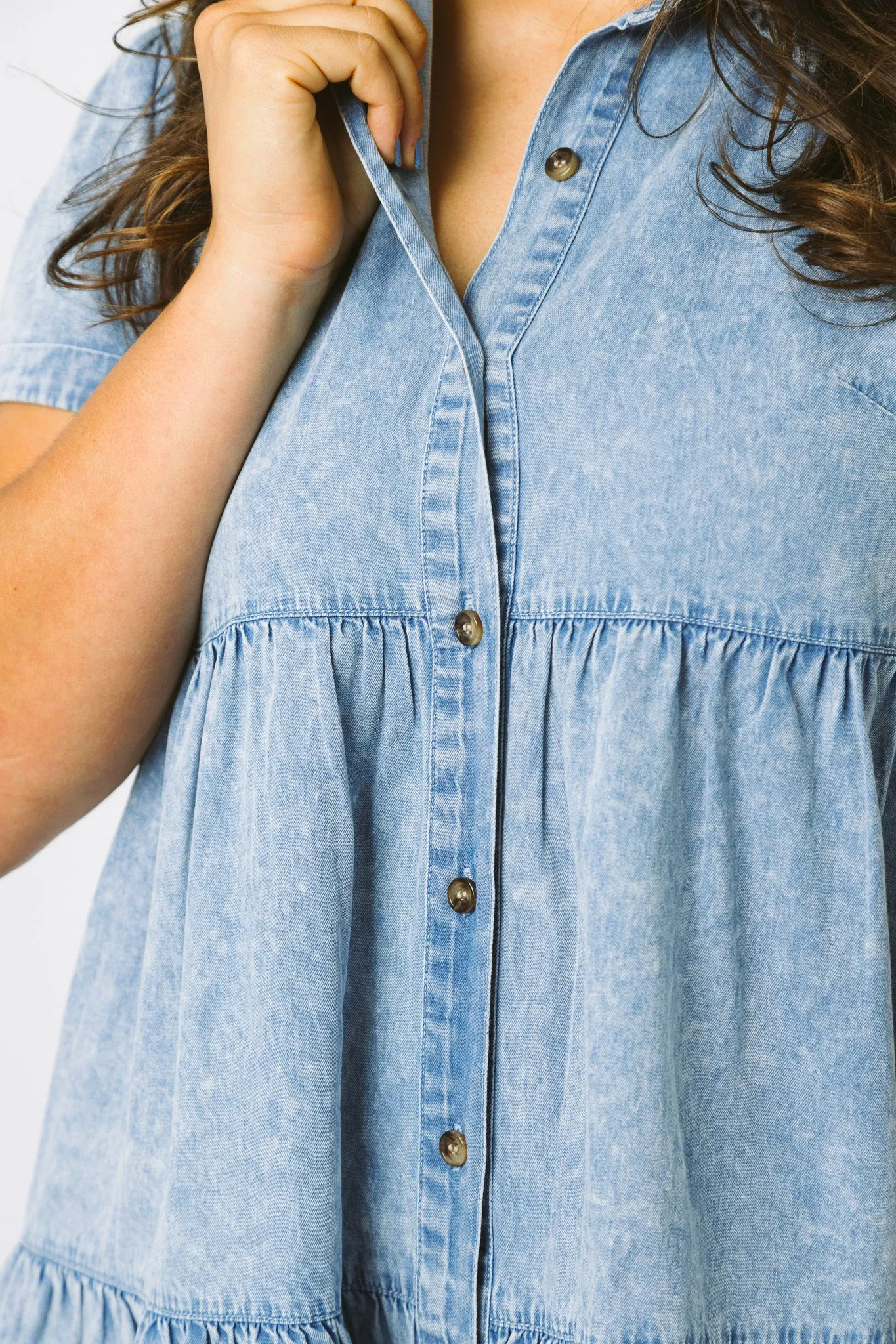 Women's Short Sleeve Chambray Dress
